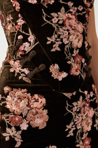 Floral Terciopelo Slip largo Entallado Vestido