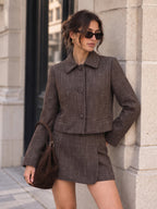 Tweed con Cuello Chaqueta & Cruzado mini Falda Set