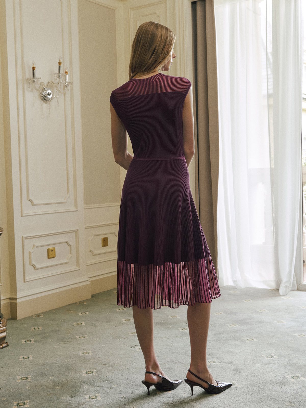 Vestido Canalé con Bajo Transparente