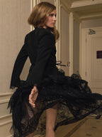 Detalle de Encaje Escote V con Cinturón Blazer