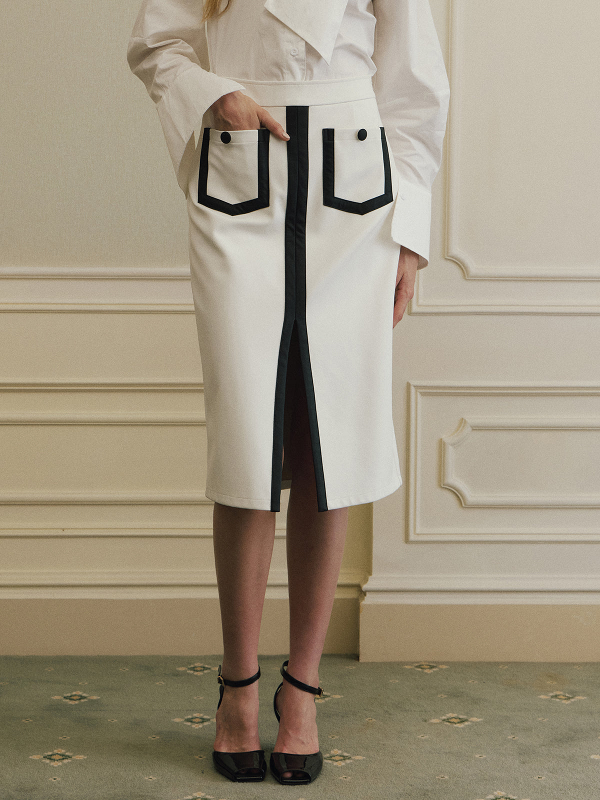 Falda Midi Lápiz Bicolor