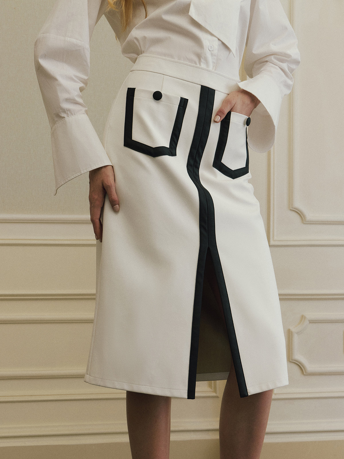 Falda Midi Lápiz Bicolor