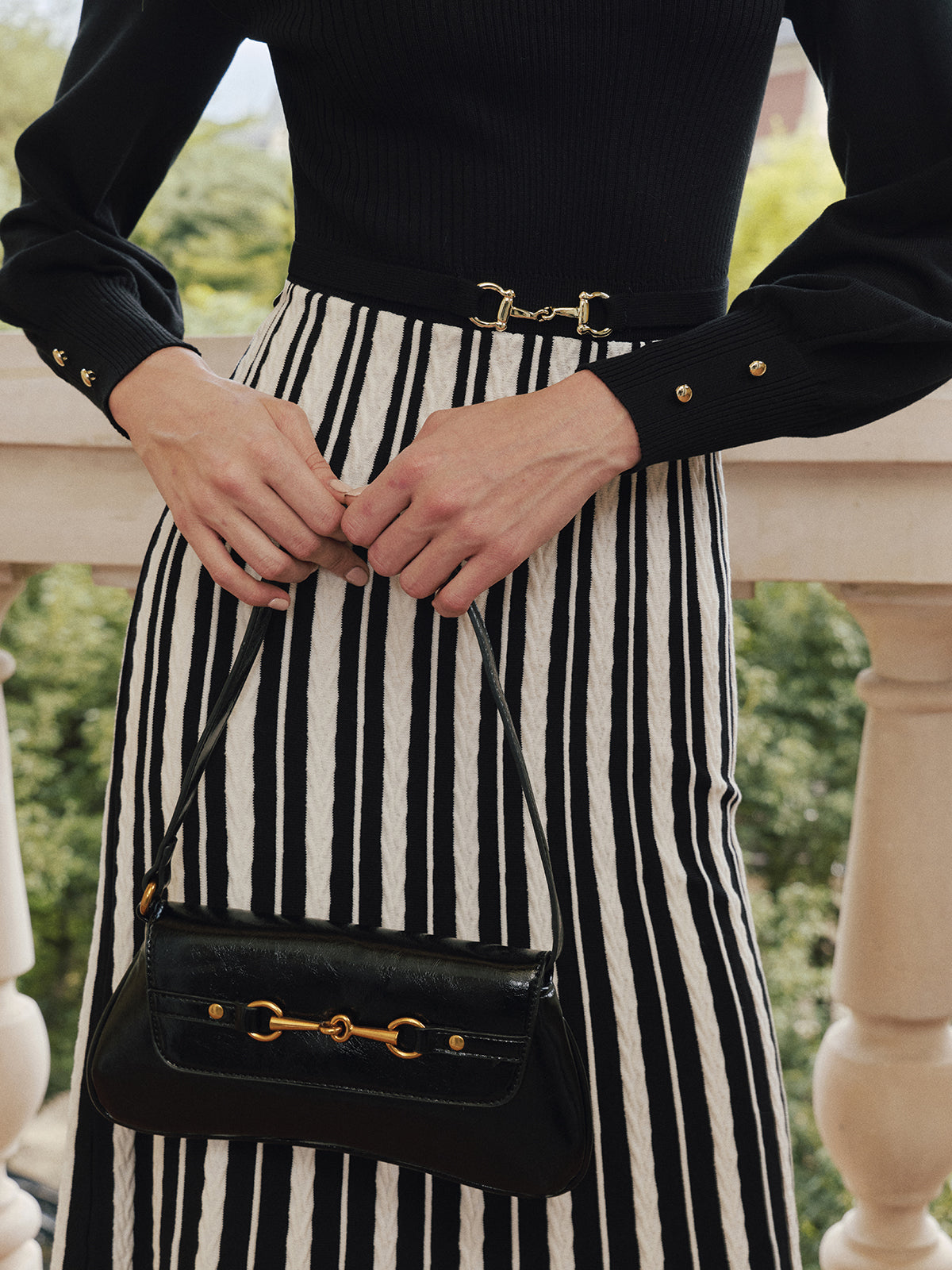 Vestido Midi Color Block con Hebilla