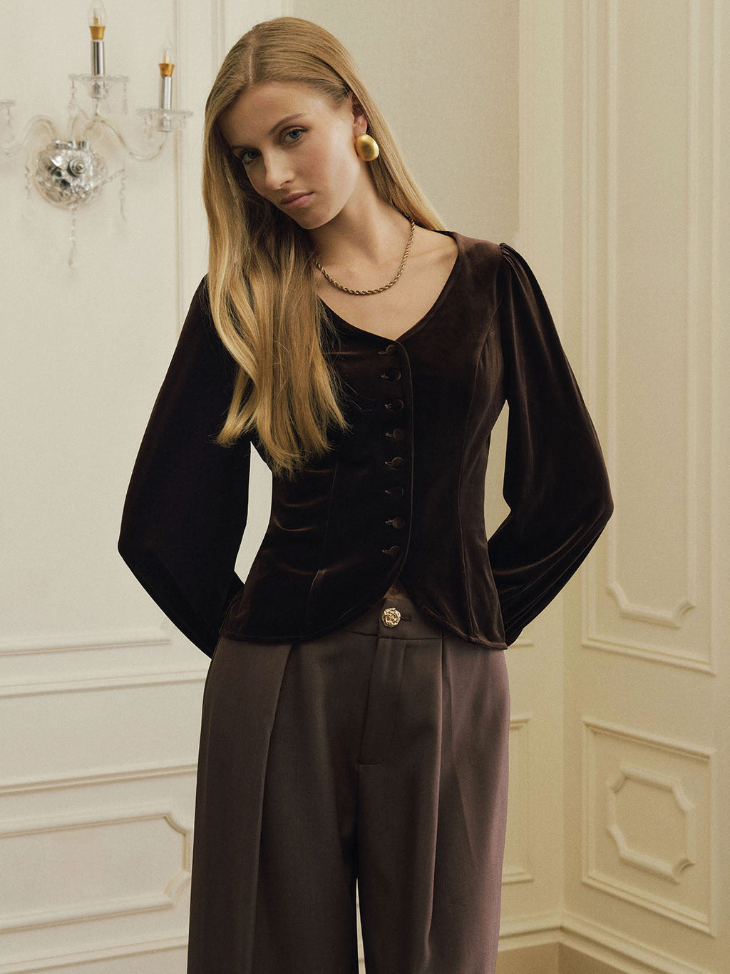 Blusa de Terciopelo Entallada