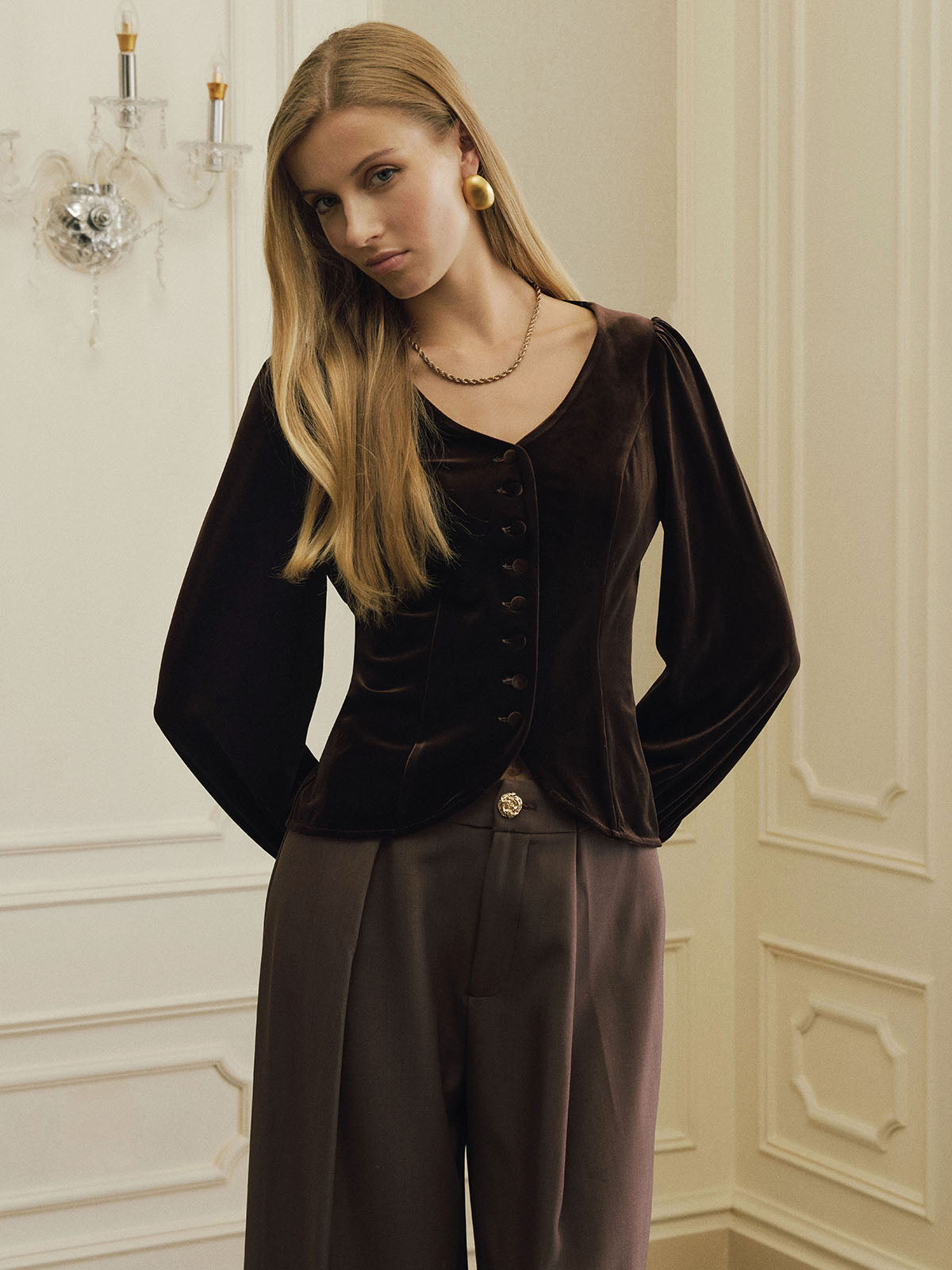 Blusa de Terciopelo Entallada