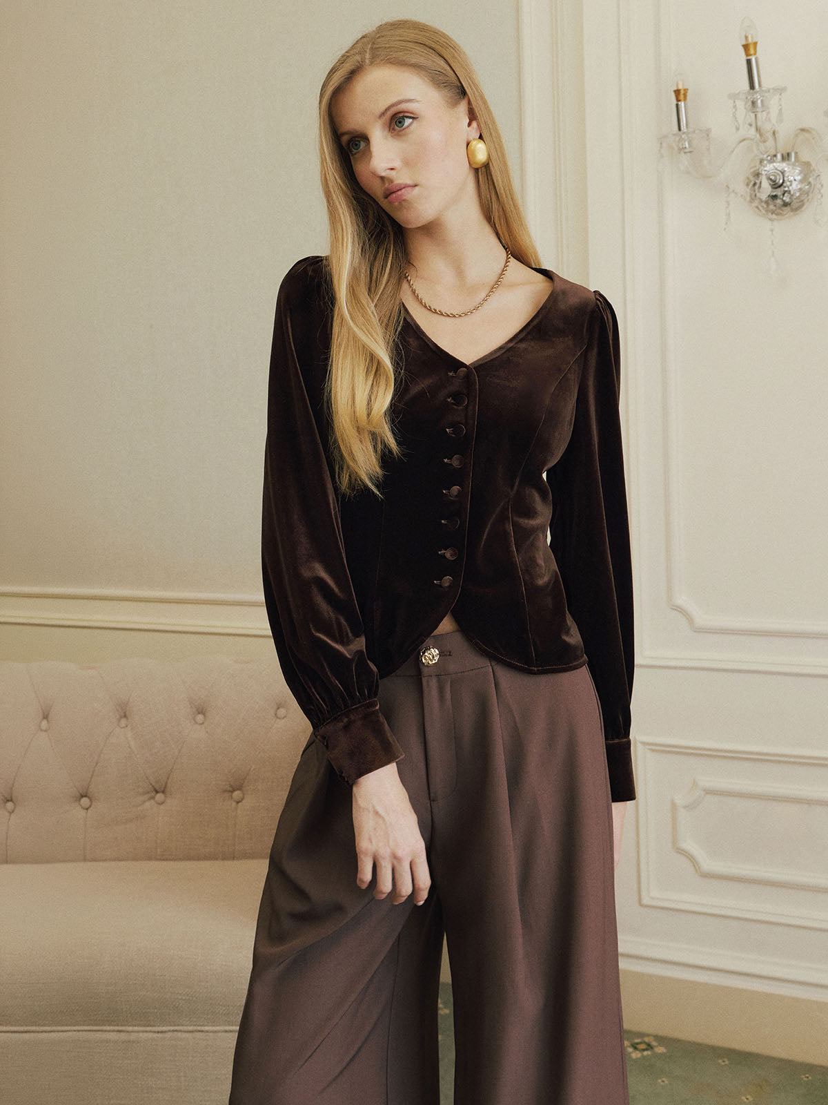 Blusa de Terciopelo Entallada