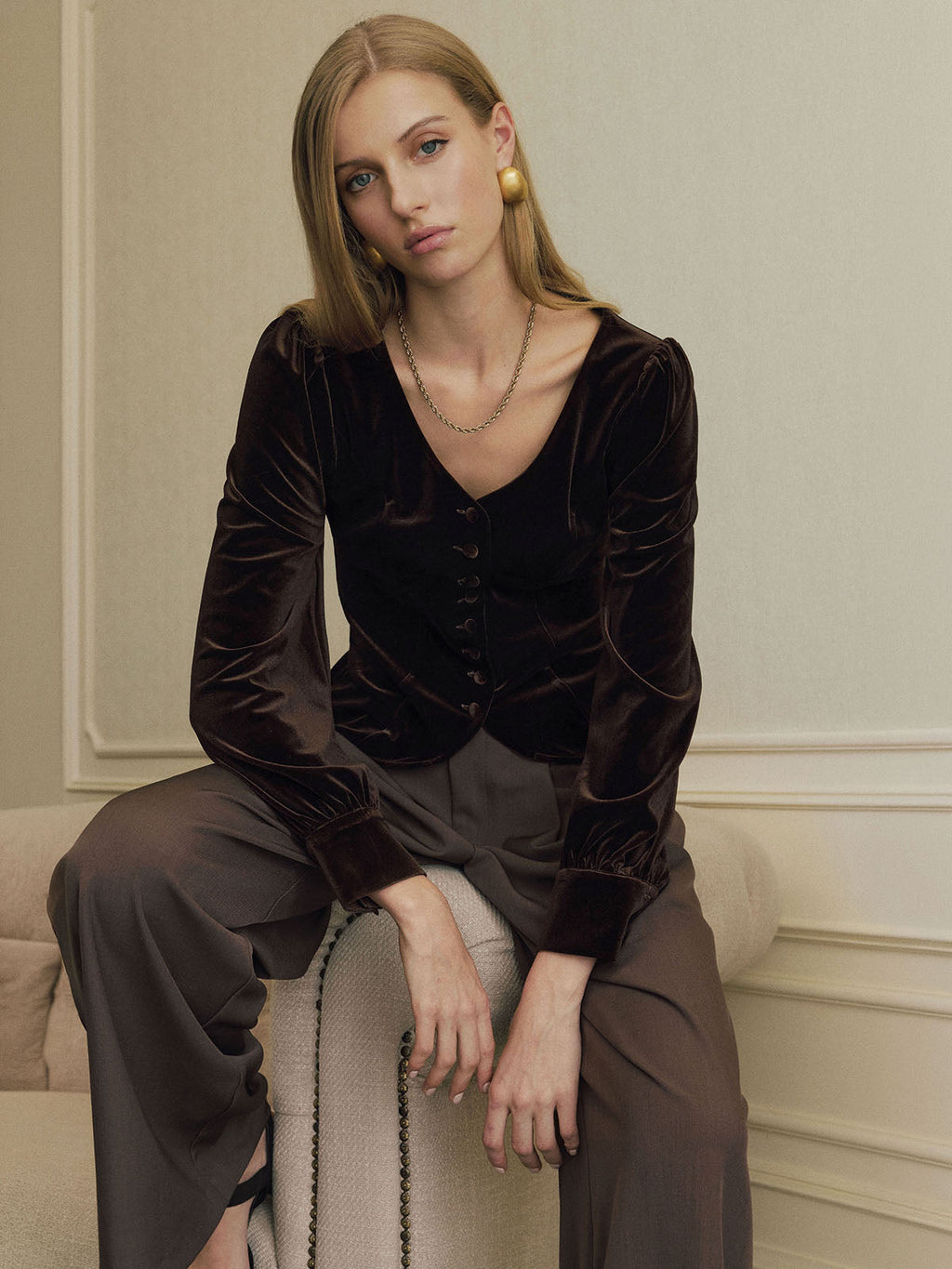 Blusa de Terciopelo Entallada
