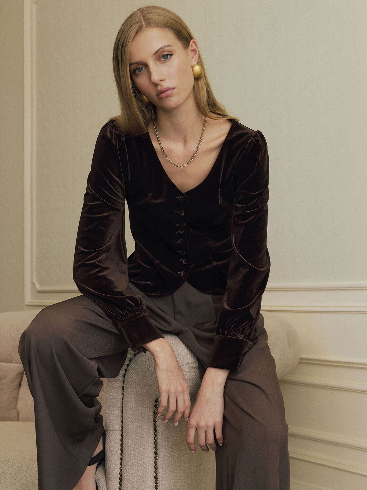 Blusa de Terciopelo Entallada