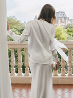 Blusa Satinada con Puños de Encaje