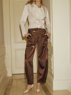 Satinado Multi-Pocket Cargo Pantalón