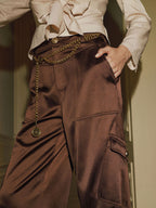 Satinado Multi-Pocket Cargo Pantalón