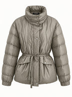 Drawstring cintura Quilted Puffer Abrigo