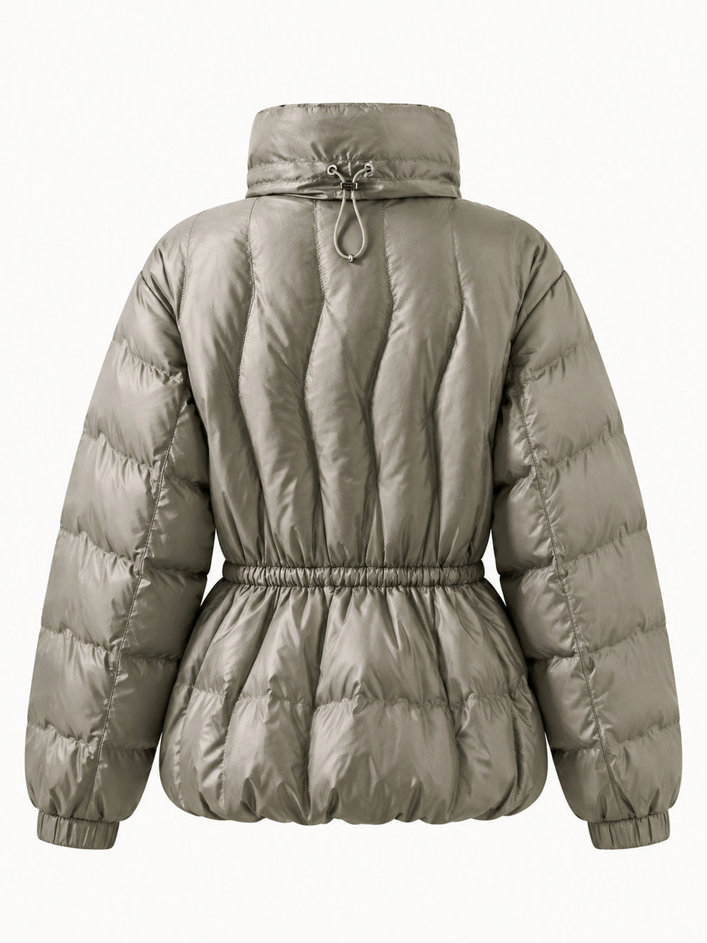 Drawstring cintura Quilted Puffer Abrigo