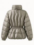 Drawstring cintura Quilted Puffer Abrigo