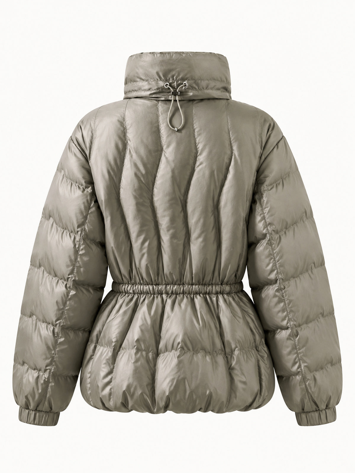 Drawstring cintura Quilted Puffer Abrigo