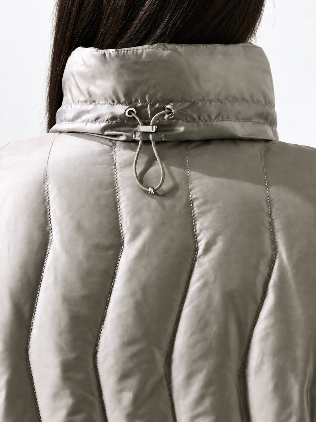 Drawstring cintura Quilted Puffer Abrigo