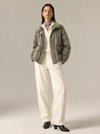 Drawstring cintura Quilted Puffer Abrigo