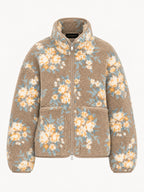 Floral estampado Zip-Up Fleece Chaqueta