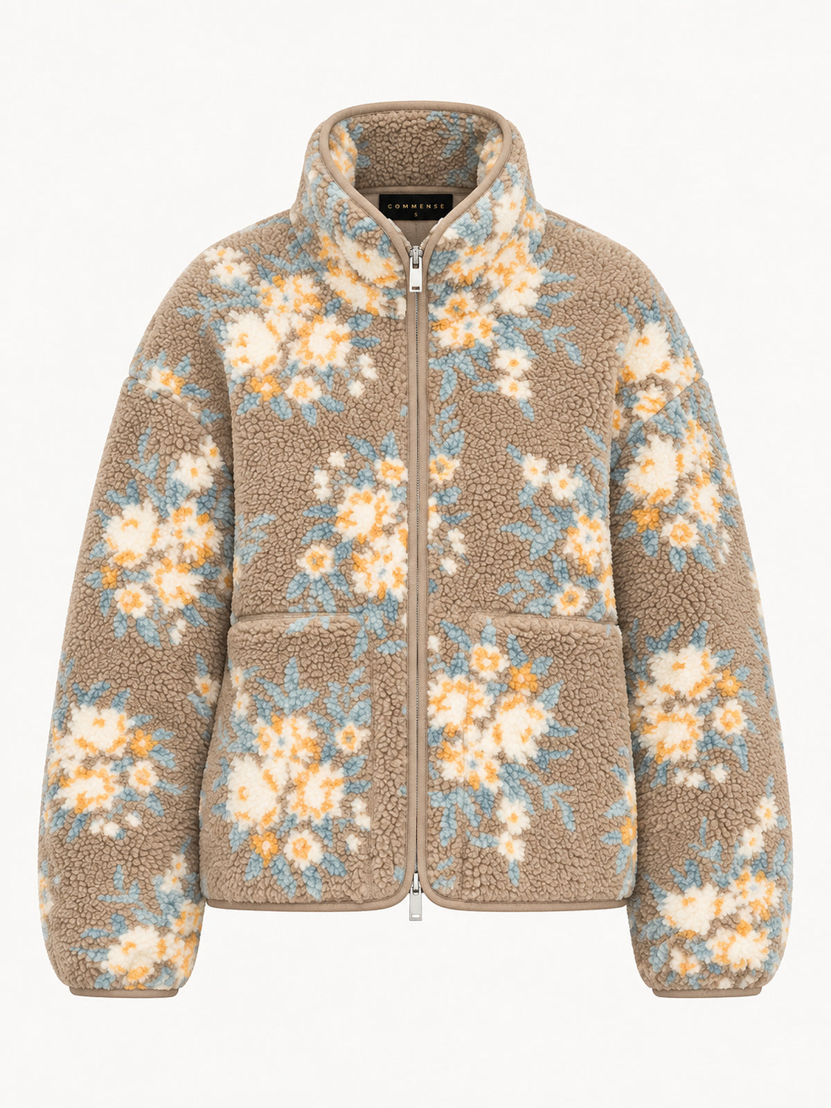 Floral estampado Zip-Up Fleece Chaqueta