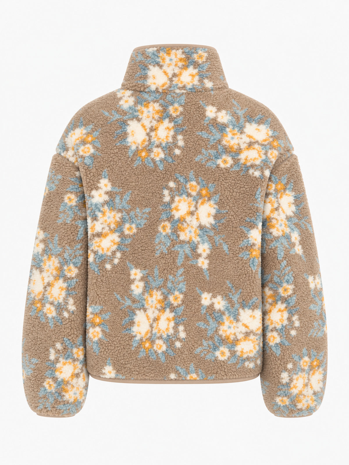 Floral estampado Zip-Up Fleece Chaqueta