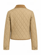Corduroy cuello Cruzado Quilted Chaqueta