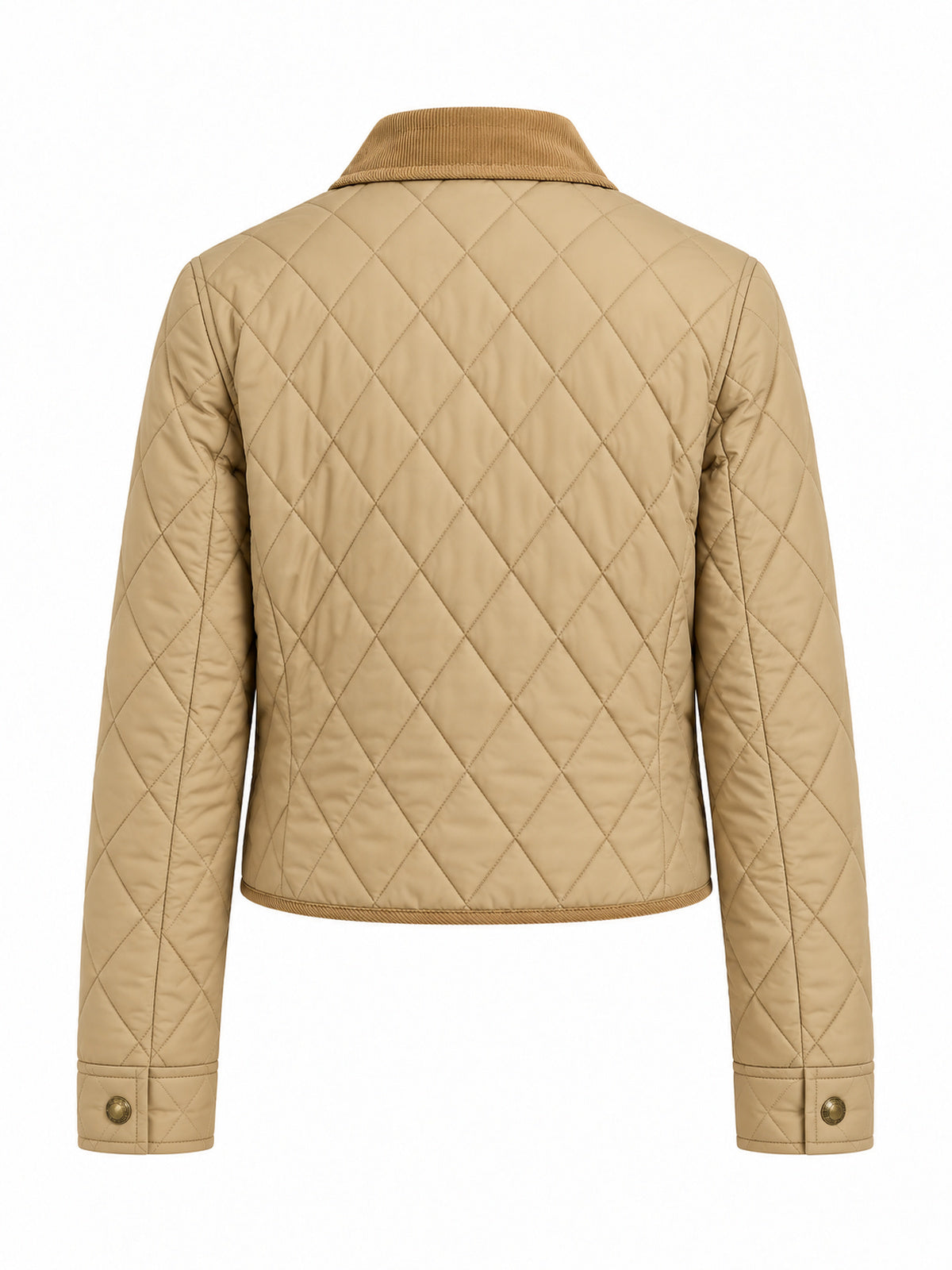 Corduroy cuello Cruzado Quilted Chaqueta