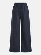 Cintura Elástica Fluido Pierna Ancha Pantalón
