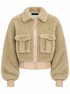 Efecto Piel ribete Sherpa Bomber Chaqueta