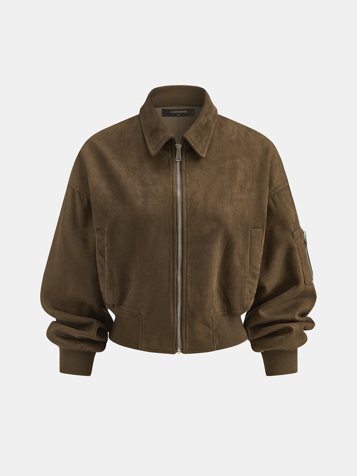 Faux-Ante Cropped Zip-Up Bomber Chaqueta