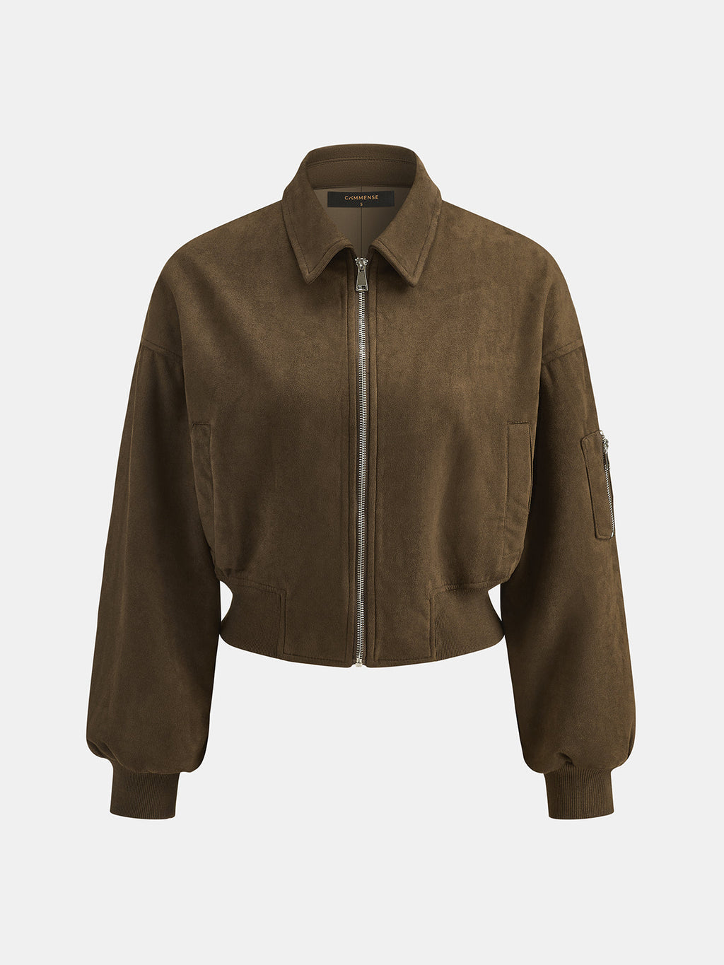 Faux-Ante Cropped Zip-Up Bomber Chaqueta