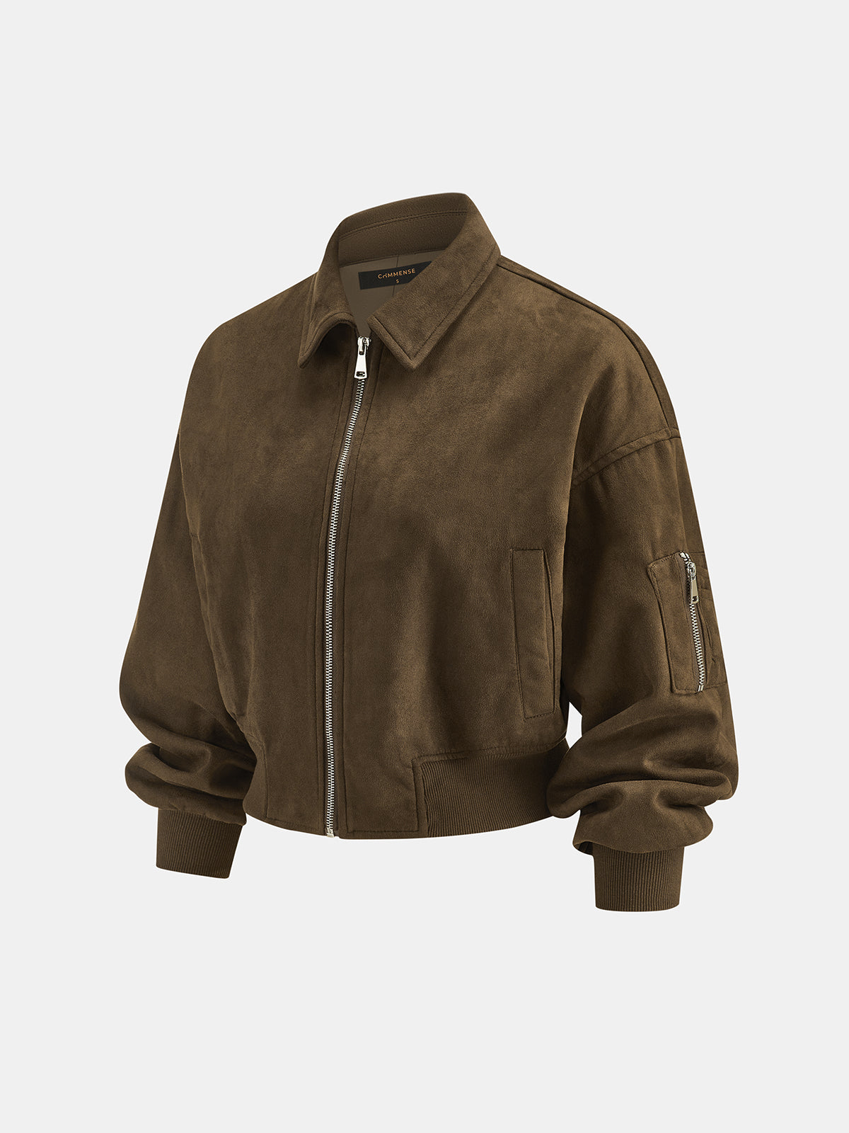 Faux-Ante Cropped Zip-Up Bomber Chaqueta
