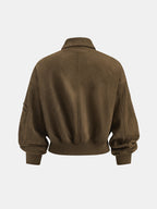 Faux-Ante Cropped Zip-Up Bomber Chaqueta