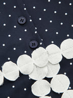 Lunares Scalloped ribete Manga Larga Blusa