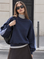 Rayas Panel manga Drop-Shoulder Sweatshirt