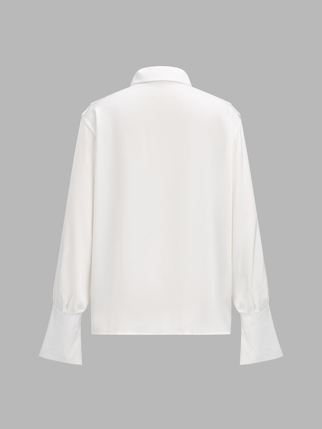 Satinado Lazo-Tie cuello Manga Larga Blusa