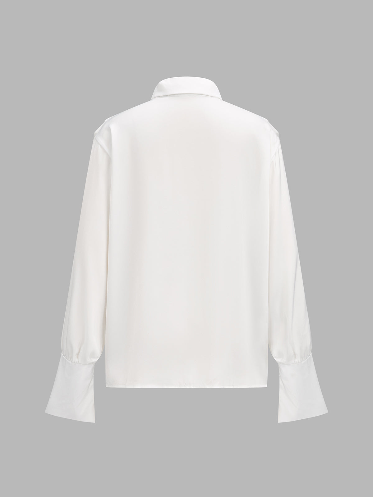 Satinado Lazo-Tie cuello Manga Larga Blusa