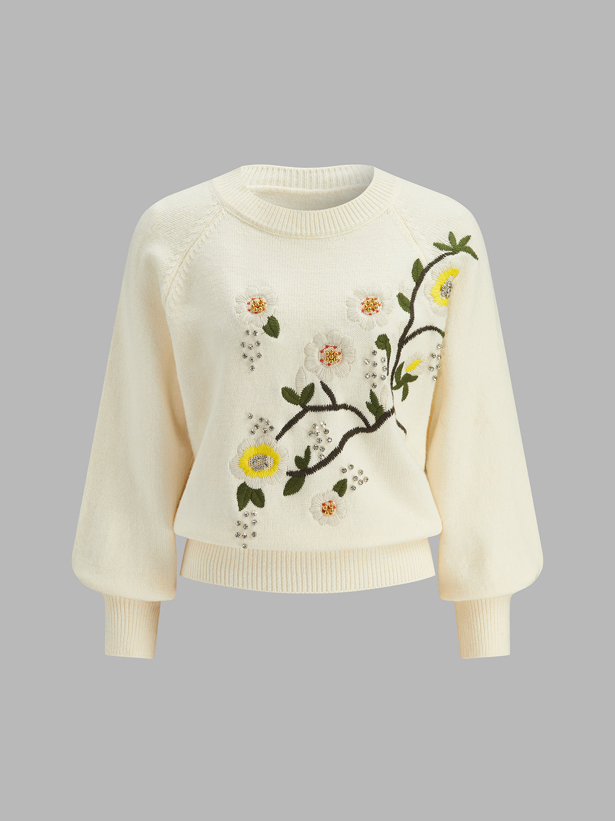 Floral Embroidery Pedrería Punto jersey