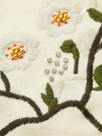 Floral Embroidery Pedrería Punto jersey