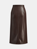 Efecto Piel Zip-frontal midi Falda