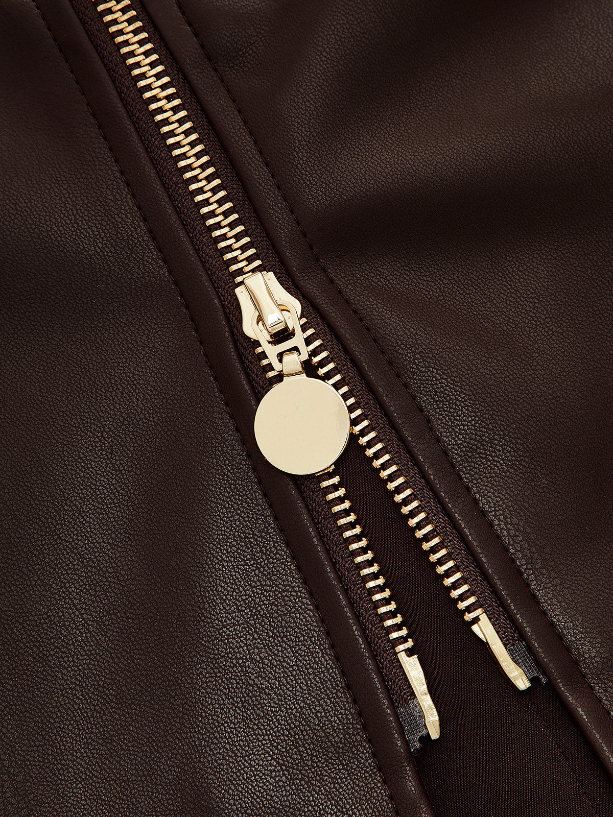 Efecto Piel Zip-frontal midi Falda