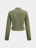 Napoleon-Style Denim Chaqueta