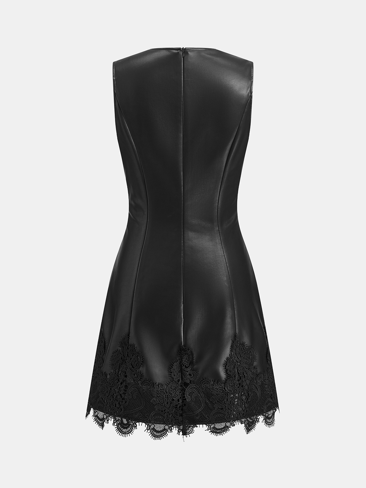 Mini Vestido Efecto Piel y Encaje