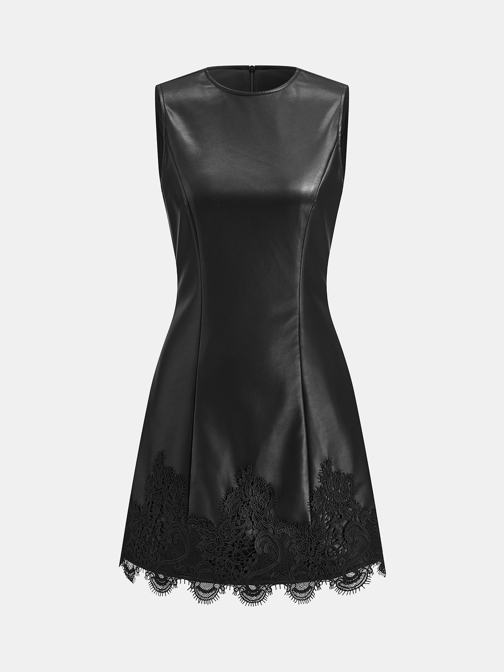 Mini Vestido Efecto Piel y Encaje