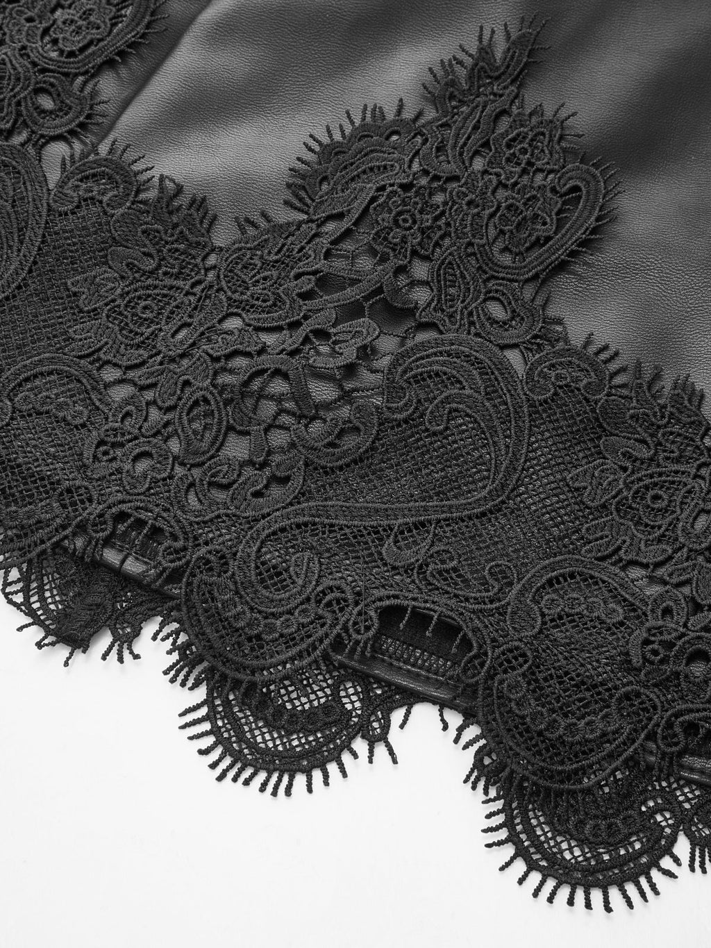 Mini Vestido Efecto Piel y Encaje
