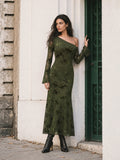 Vestido Maxi Floral de Un Hombro