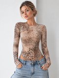 Mixed Animal estampado Manga Larga Body