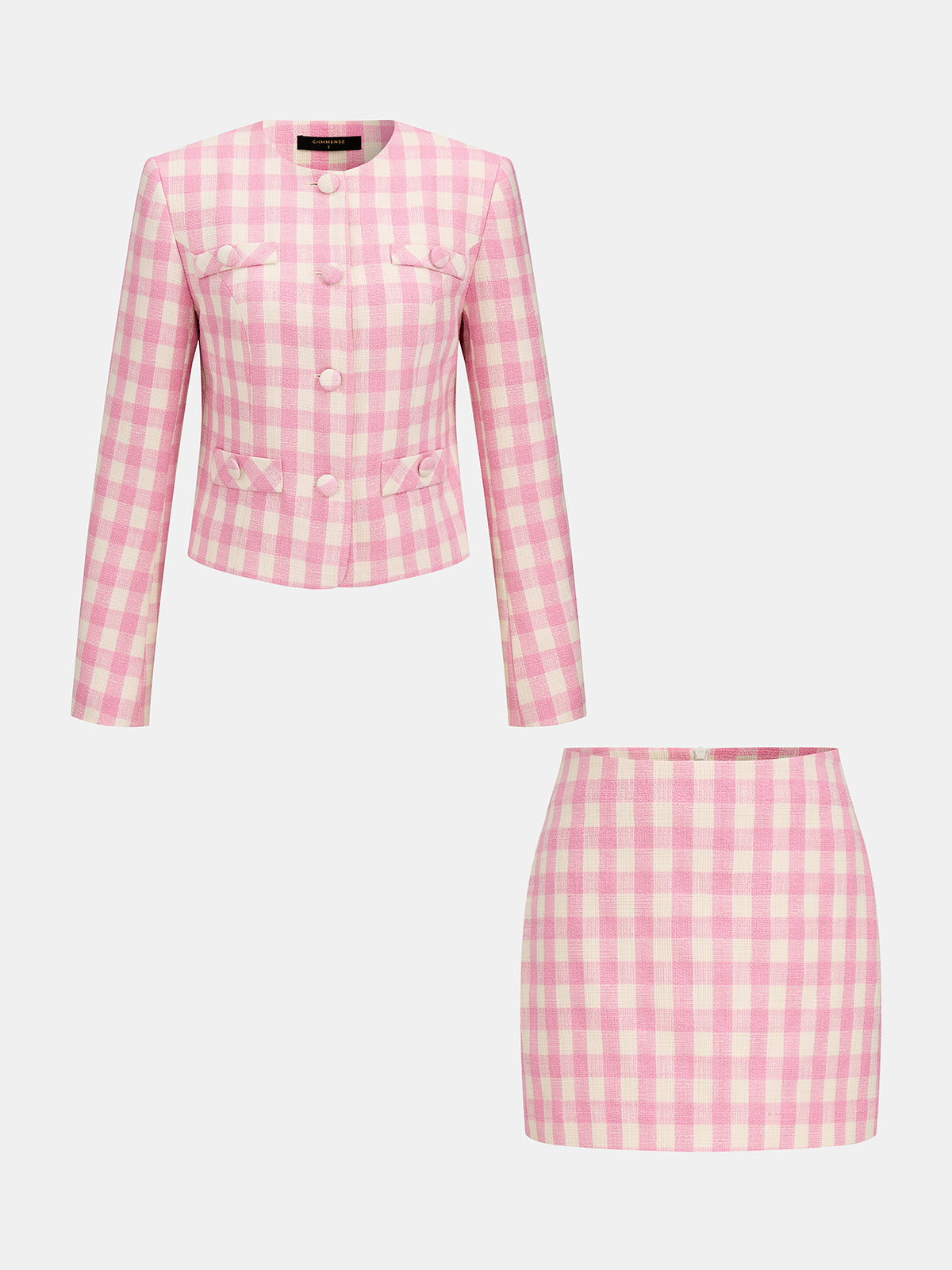 Gingham Tweed Chaqueta mini Falda Set