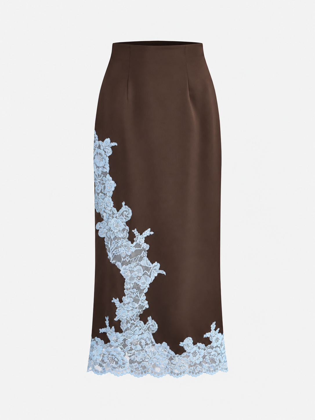 Falda Maxi Satinada con Encaje