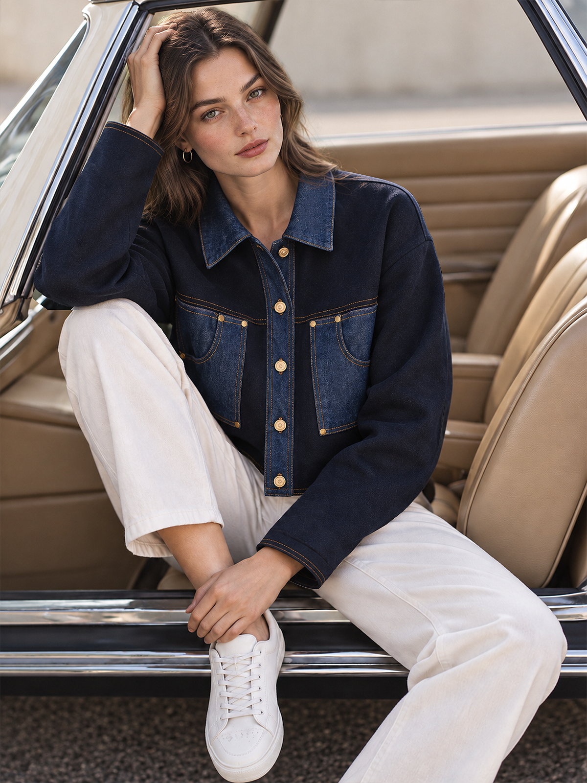 Chaqueta Corta Denim y Punto