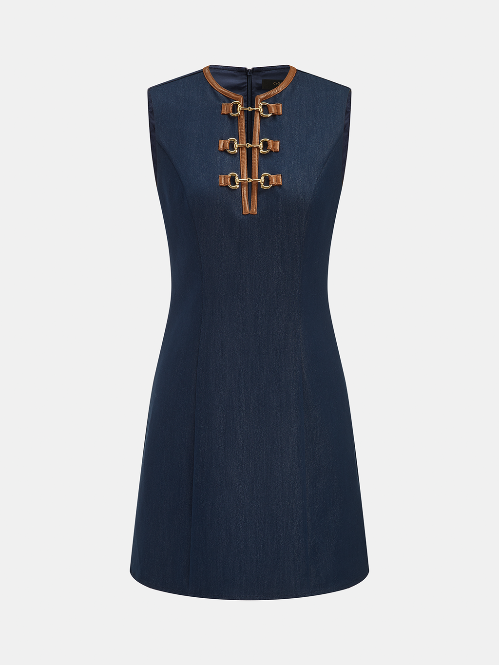 Efecto Piel Piping estribo Decor Minivestido